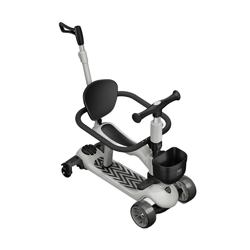 贝易至尊滑板车七合一婴儿童0-6岁折叠可坐宝宝礼物 卡其色（升级款）