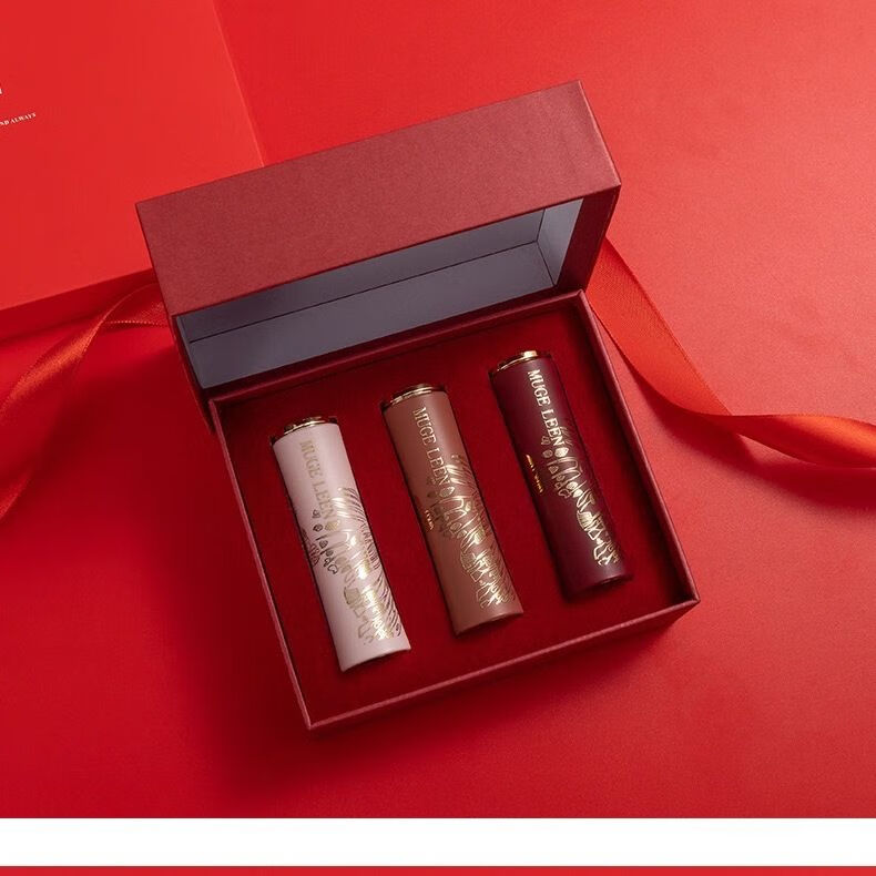 小蛮限定丝绒光雾口红礼盒套装三支情人节送女友闺蜜生日礼物 小蛮腰口红套装【赠送高端定制大礼盒】