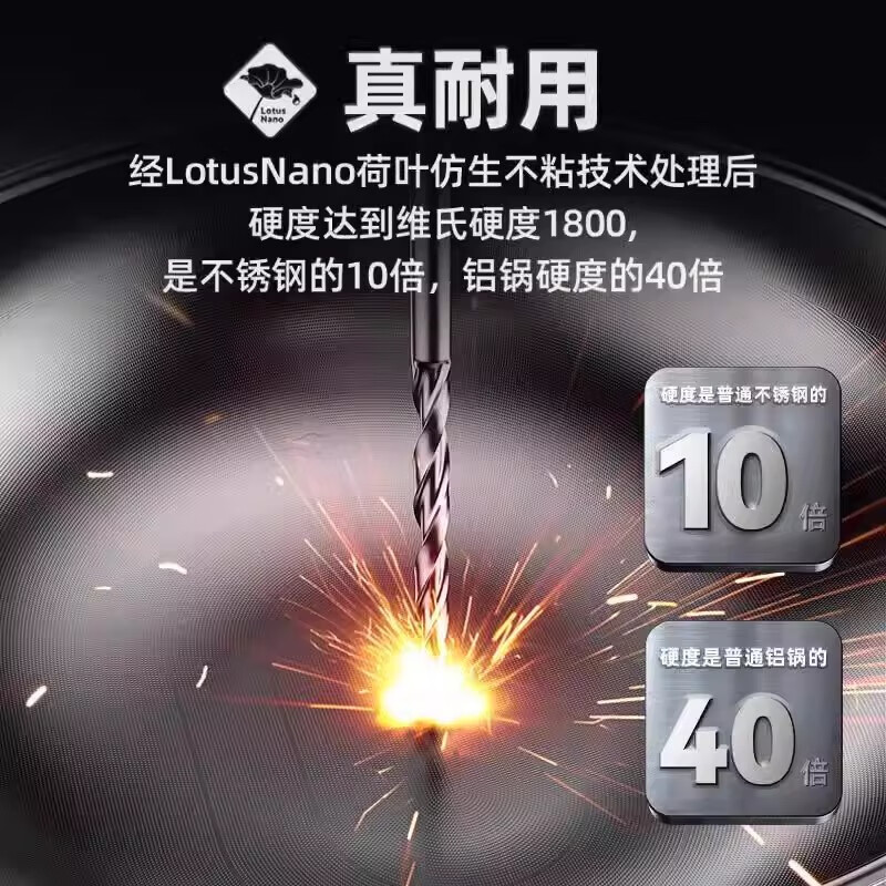 康巴赫【全球款】康巴赫真钛0涂层荷叶仿生不粘锅炒锅【塔吉盖】 0涂层(炒锅+塔吉盖+钢铲) 32cm