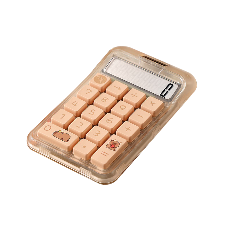 少年伴计算器 高颜值可爱卡皮巴拉学生专用考试手持太阳能计算机桌面财务办公学习用品 巴巴拉-咖色859