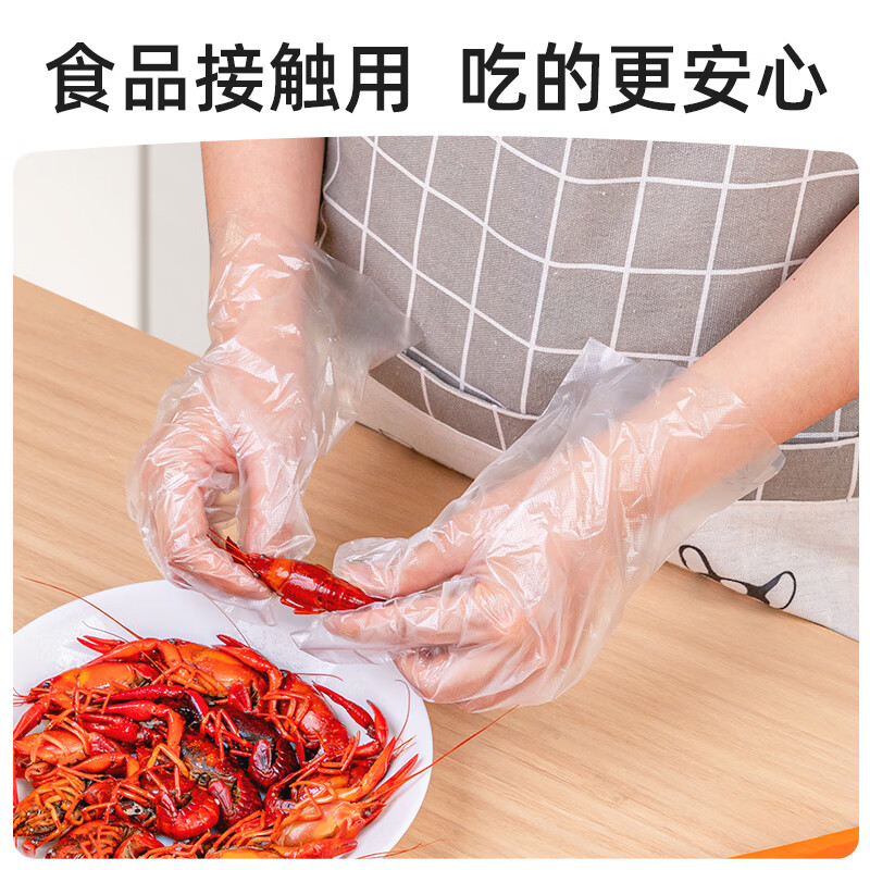 特美居（temeiju）一次性手套盒装抽取式PE塑料透明加厚耐磨防水防油卫生手套食品级 2盒PE手套共 400只装
