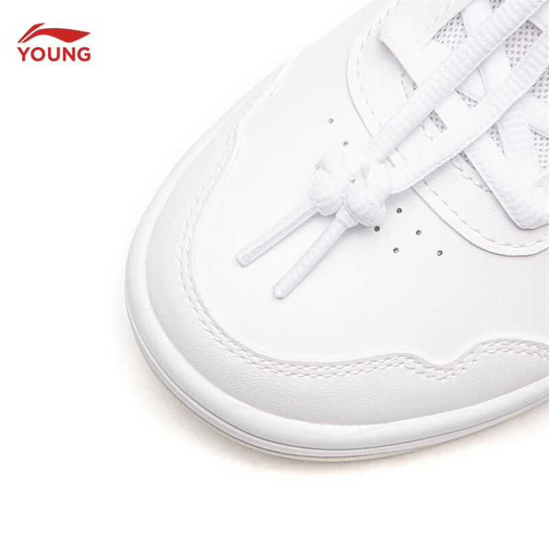 李宁童鞋儿童运动鞋男女大童柔软舒适板鞋轻弹缓震休闲鞋YKCV215 标准白-1 37