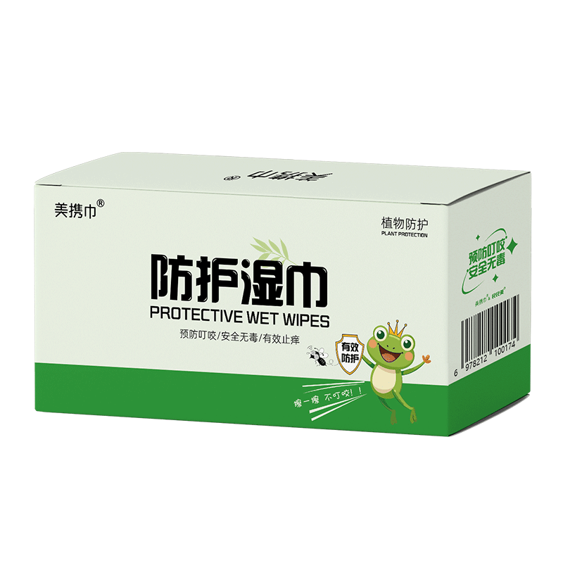 美攜巾驅(qū)蚊貼防護(hù)濕巾液防蚊子蟲神器戶外野外露營植物精油便攜50片