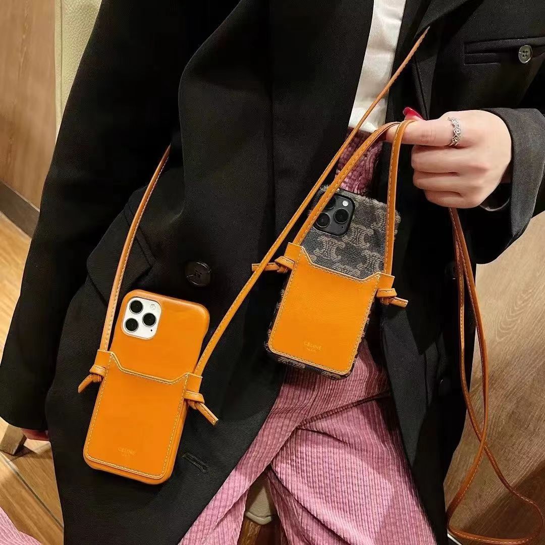 【精选】适用于苹果1516Promax复古SL华为P70PRO斜跨插卡手机壳挂 黑色 其他型号询问客服