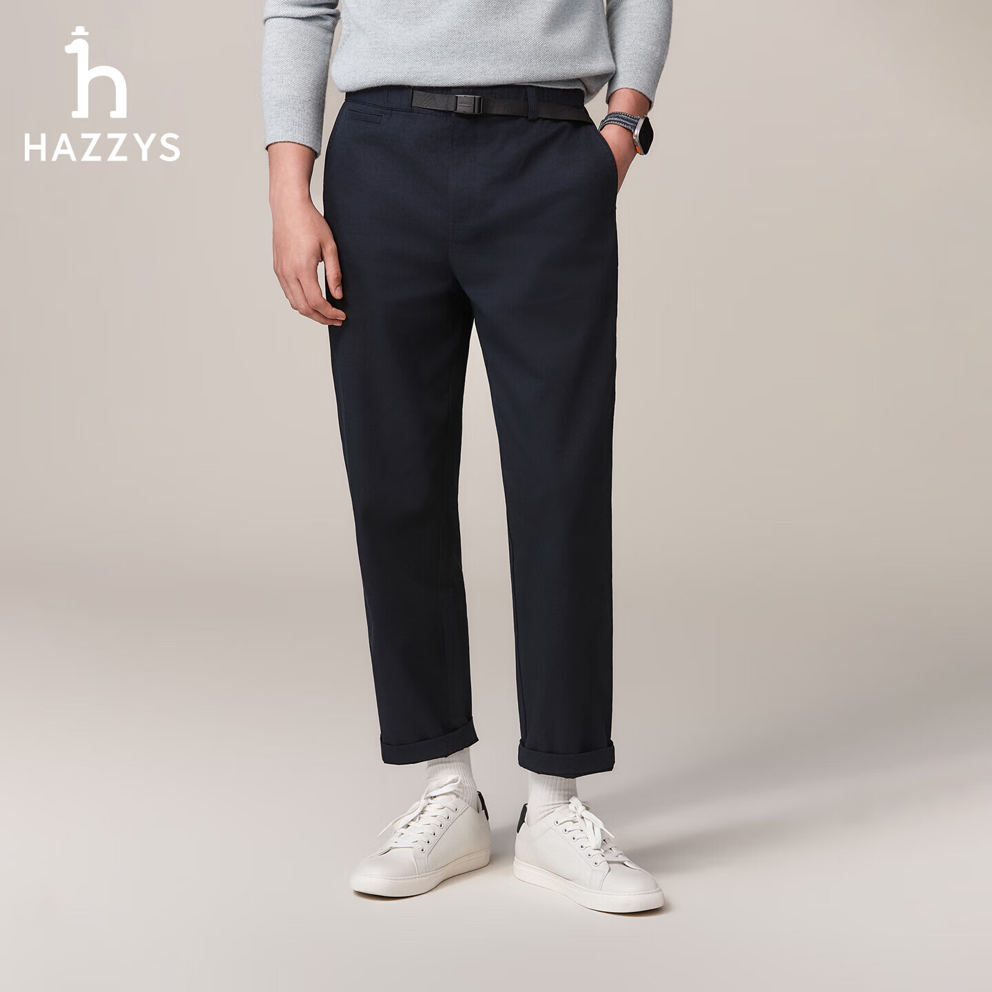 哈吉斯（HAZZYS）男装 春秋款PHIZ系列男裤子通勤直筒裤简约商务休闲裤男