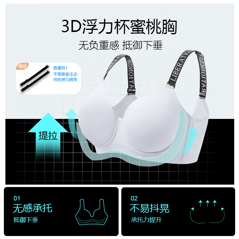 糖粒【海陆同款】无痕内衣女大码文胸胖mm大胸显小聚拢防下垂薄胸罩 象牙白 多+同色系肩带一副 80C