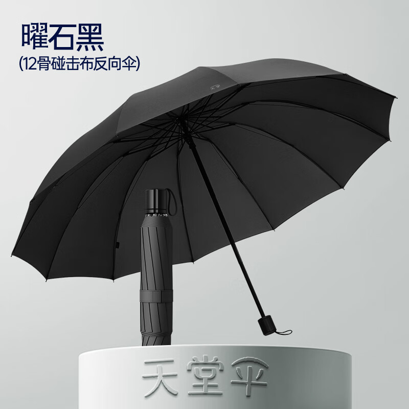 天堂伞高端手动大号雨伞加固加厚结实抗风超大号男士晴雨两用12骨大伞 曜石黑【常规款】 *升级12骨* 京东折扣/优惠券