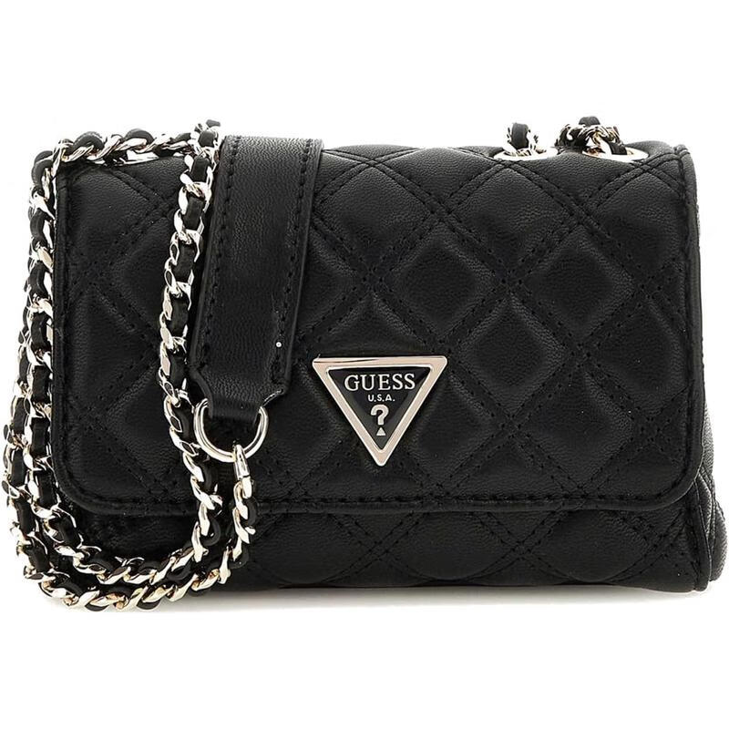 GUESS流行女士貝殼包 Quilted Mini 時尚簡約戶外單肩斜挎包 Black Floral Print ONE SIZE