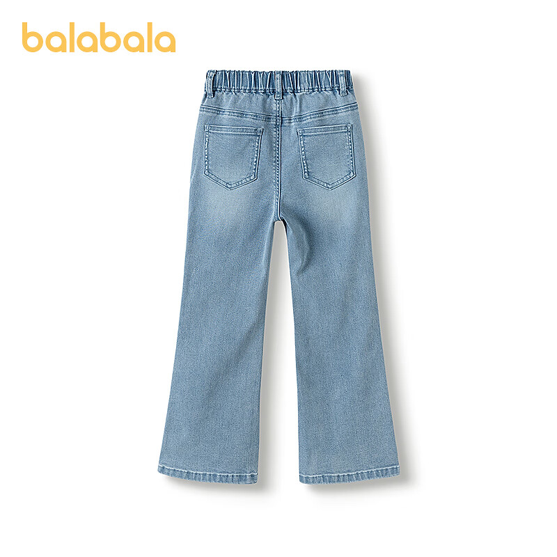 巴拉巴拉balaone儿童牛仔裤女童喇叭裤2025秋新款大童甜美长裤子 牛仔浅蓝88101 165