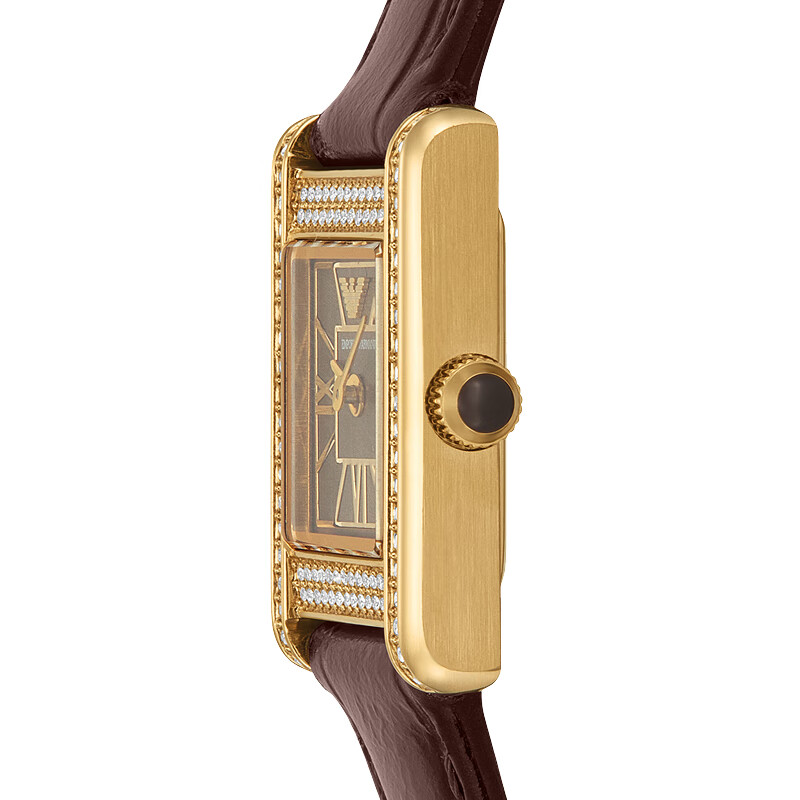 EMPORIO ARMANI手表女士小方表新品石英女轻奢时尚皮带官方正品送女友生日礼物 AR11705