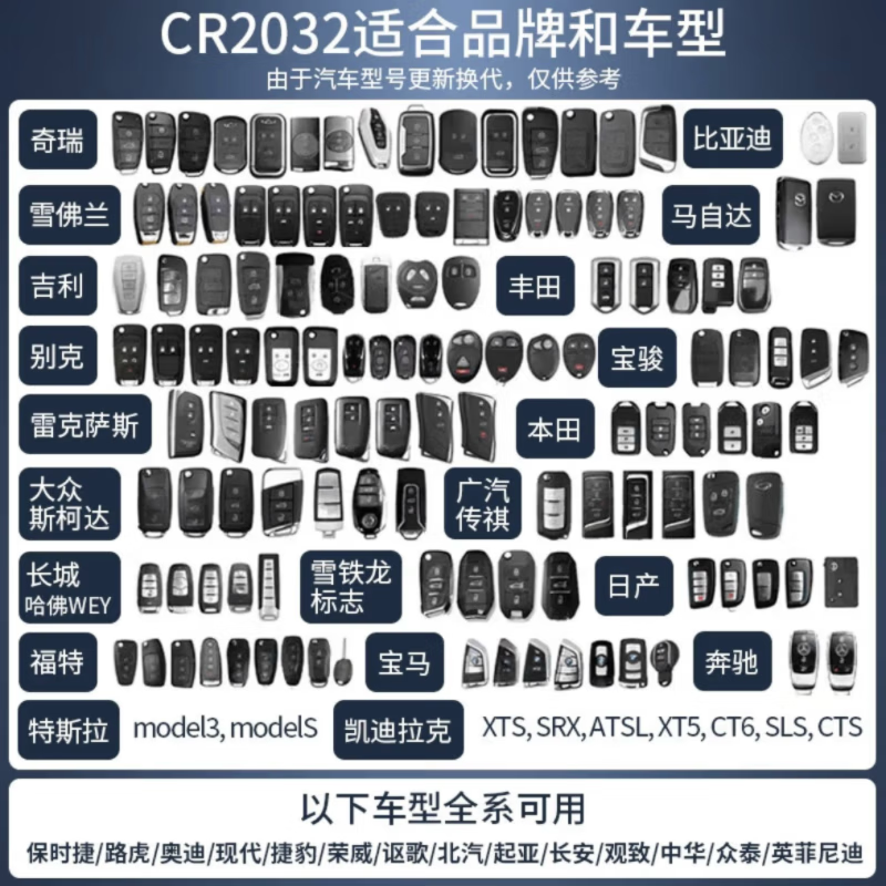 南孚【厂家直供】传应CR2032石墨烯纽扣电池灵敏耐用适用奥迪A6A3A5LA 【CR2032-【汽车遥控钥匙电池 【2粒精装【内含拆装工具撬棍+螺丝刀】】