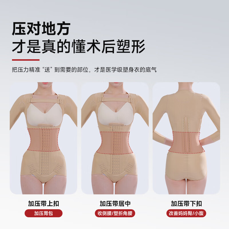倩美腰腹环吸吸脂术后塑身衣手臂抽脂术后一期富贵包束腰强力重压塑形 34142黑色【腹背+富贵包+手臂】 S