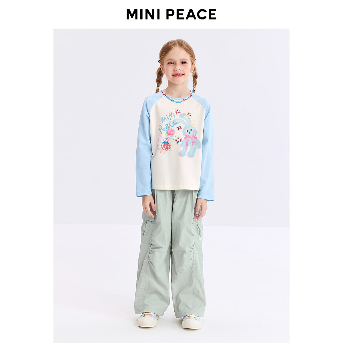MiniPeace太平鸟童装女童长袖T恤FBCPF1222 云雾白 130cm