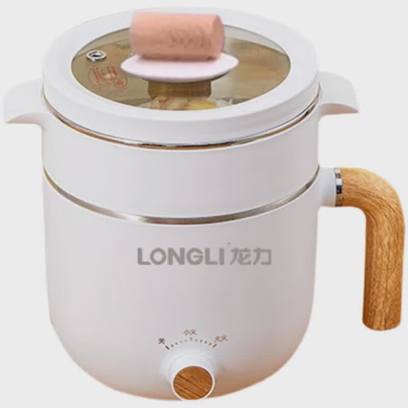 无品牌龙力电煮锅8090宿舍学生多功能家用煮面小功率迷你304 白色