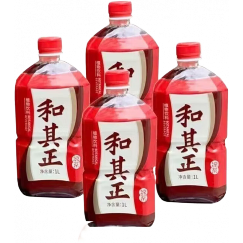 和其正1L大瓶涼茶植物飲料4瓶裝夏季解渴茶飲臨期 9月份到期一和其正涼茶1L4瓶