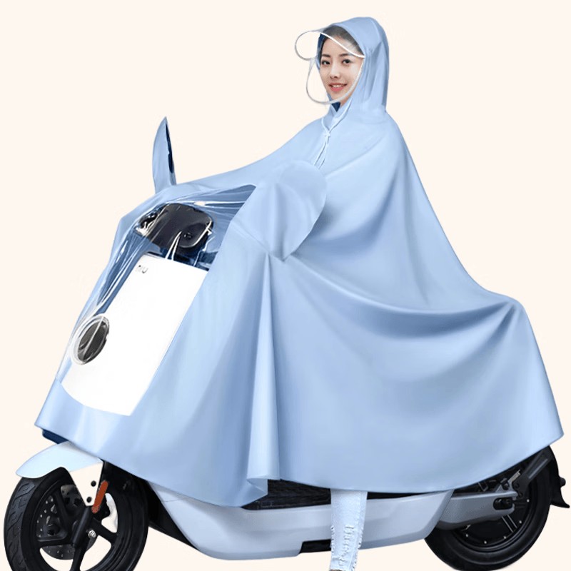 咏幻电动电瓶车雨衣男女款单人新款摩托自行车专用长款全身防暴雨雨披 天空蓝-有后视镜 4XL1件自行车