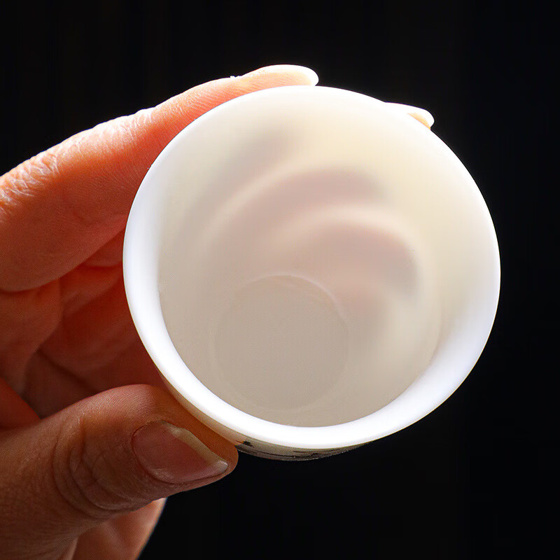 【甄选严选】羊脂玉茶杯六只装陶瓷主人杯纯白瓷功夫茶杯品茗单杯 羊脂玉品茗杯-6个混装 55ml