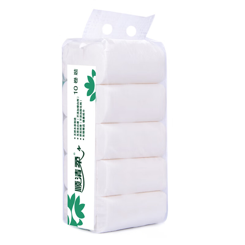 顺清柔卫生纸 超洁5层70g*10卷加厚纸巾长条无芯卷纸家用厕纸 5层 70g/卷*100卷 【10提】