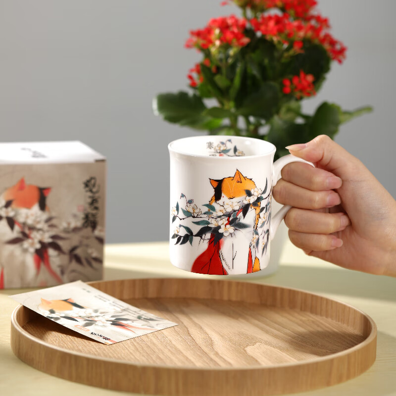 觀復观复博物馆寒露节气系列马克杯观复猫文化创意骨瓷水杯可爱情侣款