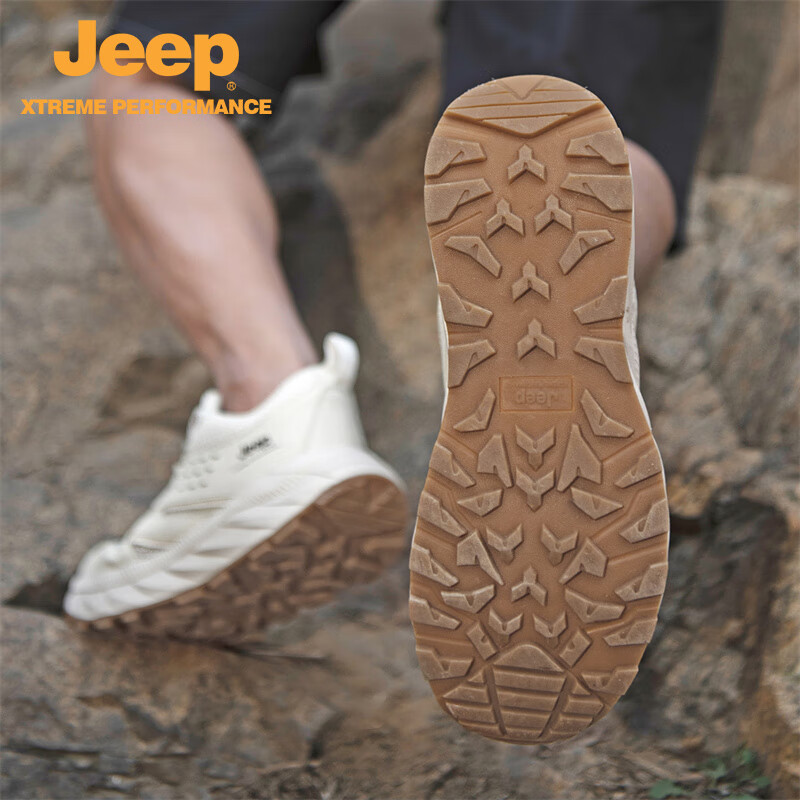 Jeep吉普运动鞋男鞋夏季透气网面休闲鞋户外防滑软底耐磨徒步登山鞋男 沙色 41 【标准皮鞋尺码】