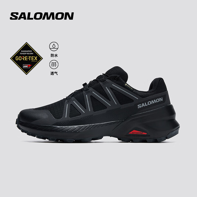 萨洛蒙（Salomon）男款 城市轻户外防水透气贴合竞速越野跑鞋 SPEEDCROSS PEAK GTX 黑色 478538 41 (UK7.5丨 41 1/ 3)