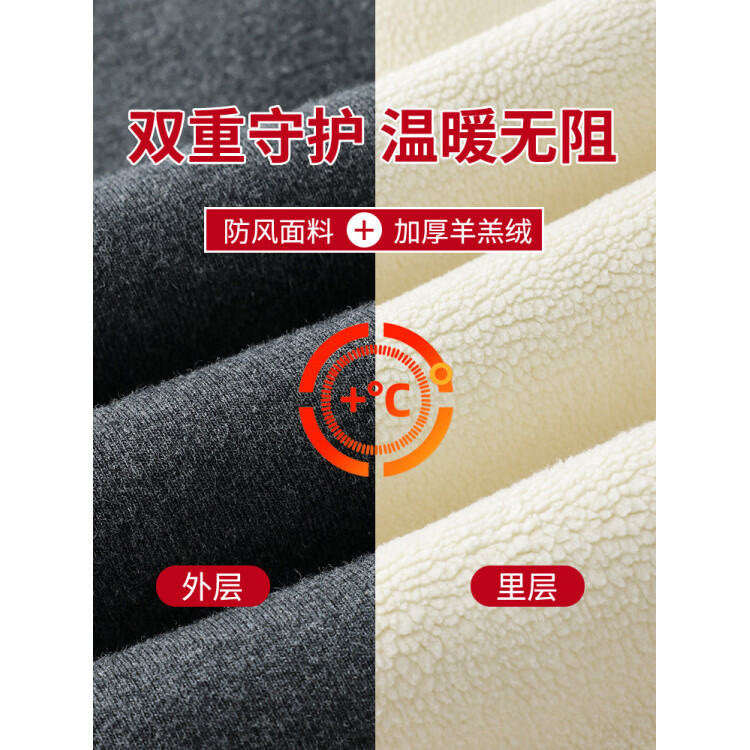 恒源祥品牌800g羊羔绒打底裤女东北特厚保暖裤高腰棉裤冬季高弹加绒加厚 浅灰色【400g加厚羊羔绒】 2XL 【140-160斤】