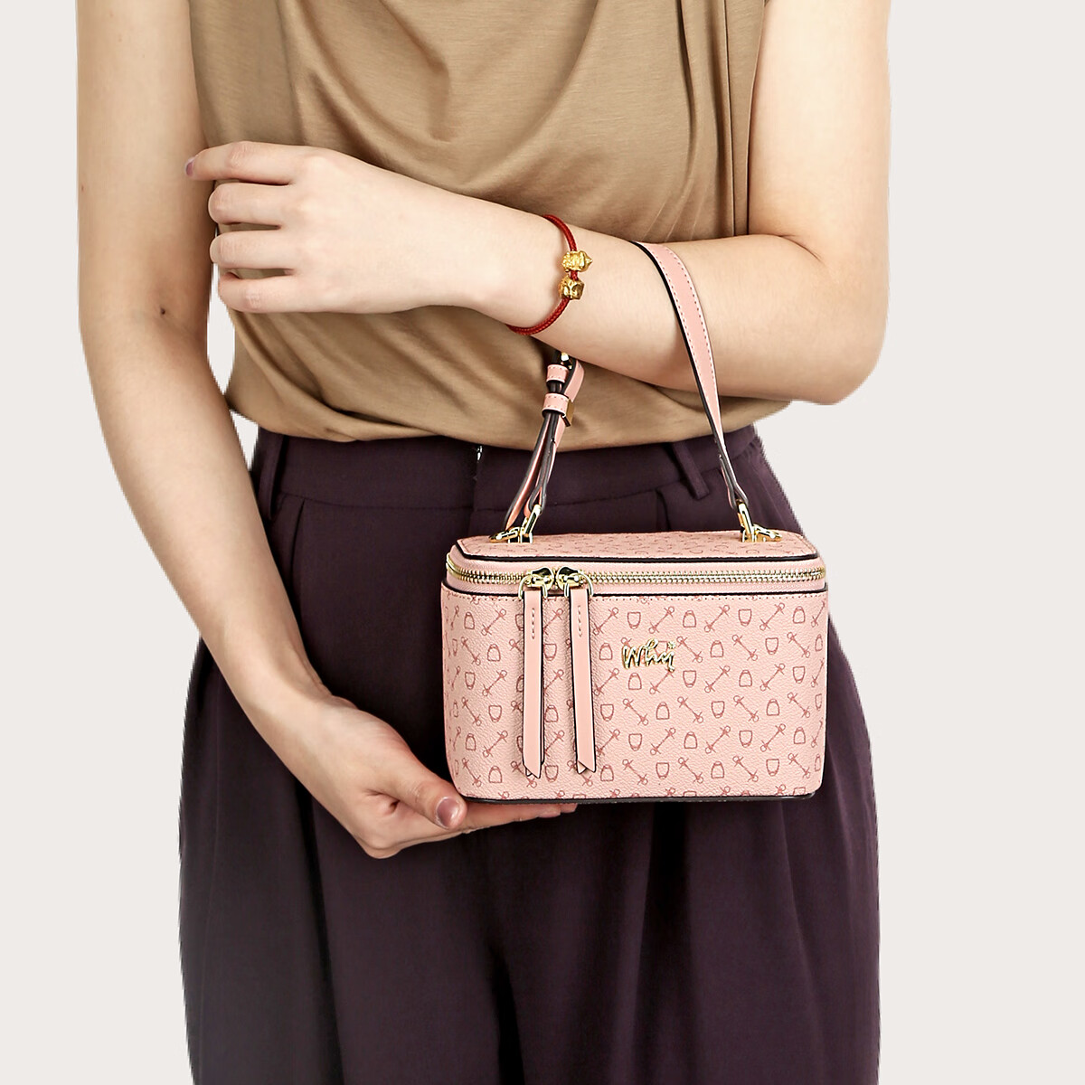 why2025新款礼物女包小包手机包盒子包复古时尚斜挎单肩小包 粉色
