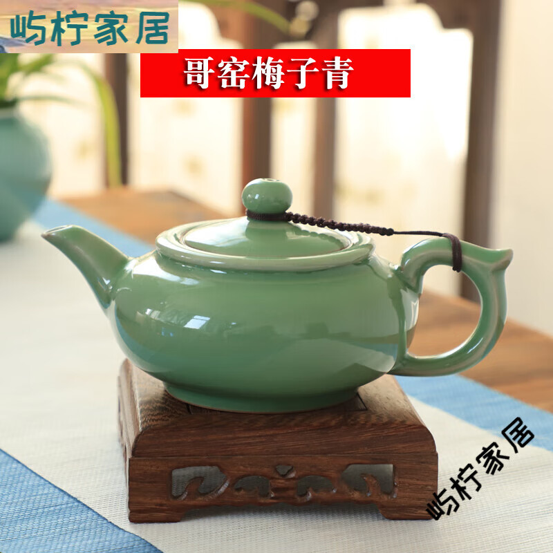 瓷牌茗茶具龍泉青瓷泡茶壺陶瓷大容量400ml功夫茶壺茶具哥窯冰裂紋養(yǎng)線茶壺 哥窯梅子青400毫升左右 400ml