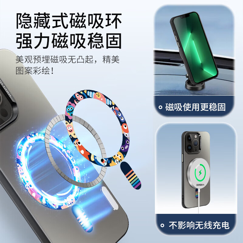 霸时代适用  iPhone15promax手机壳苹果15promax保护套全包磁吸超薄简约创意卡通彩银防摔女男款外壳 彩银imd磁吸【小怪兽派对】 iPhone15promax