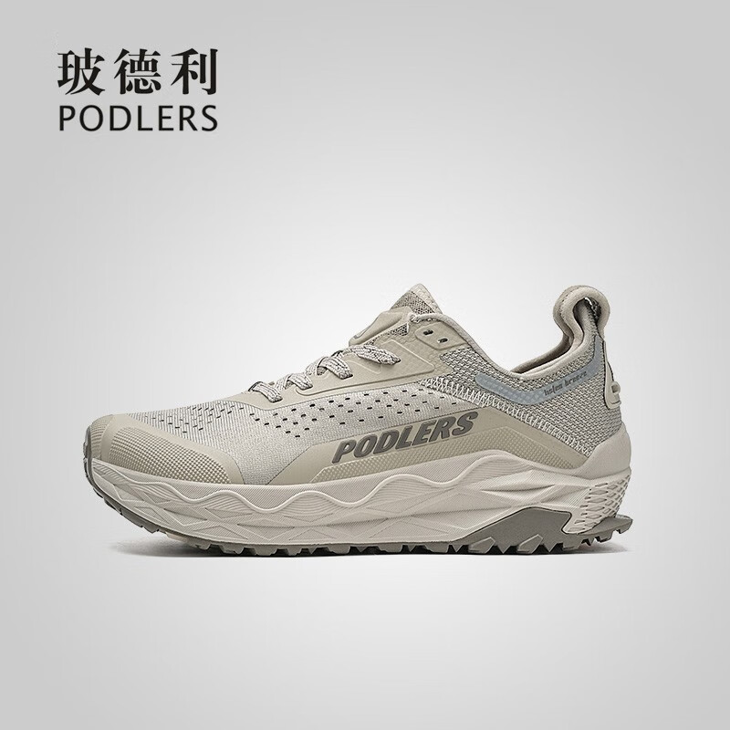 podlers玻德利情侣宽楦超轻透气户外缓震耐磨防滑越野跑步运动功能鞋潮鞋 灰橘 37