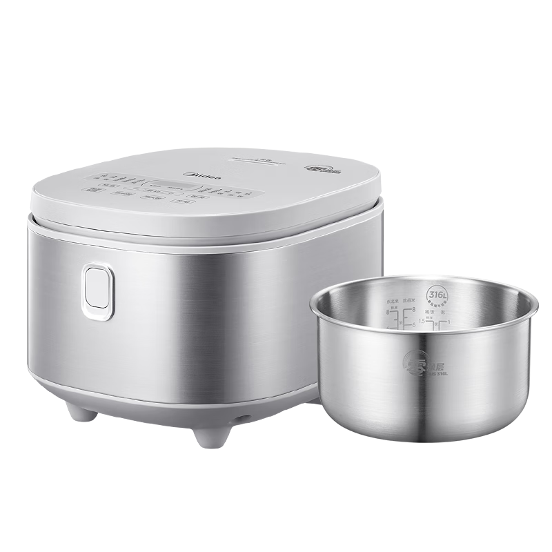 美的0涂层电饭煲5升大容量 316L不锈钢内胆电饭锅家用4-5-6-8-10人 12大功能柴火饭快速饭煮粥锅 【MB-RE576S】12大功能 5L