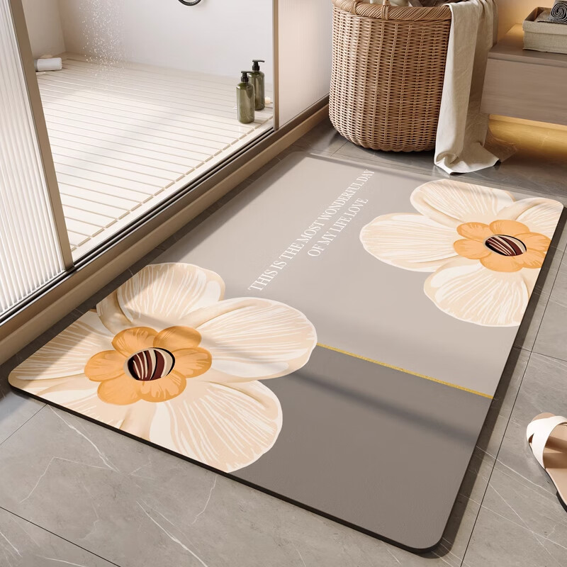 KAYE浴室地垫洗浴间速干防滑垫卫生间门口吸水脚垫家用洗手台卫浴垫子 GZN-鹅毛灰 40X60cm