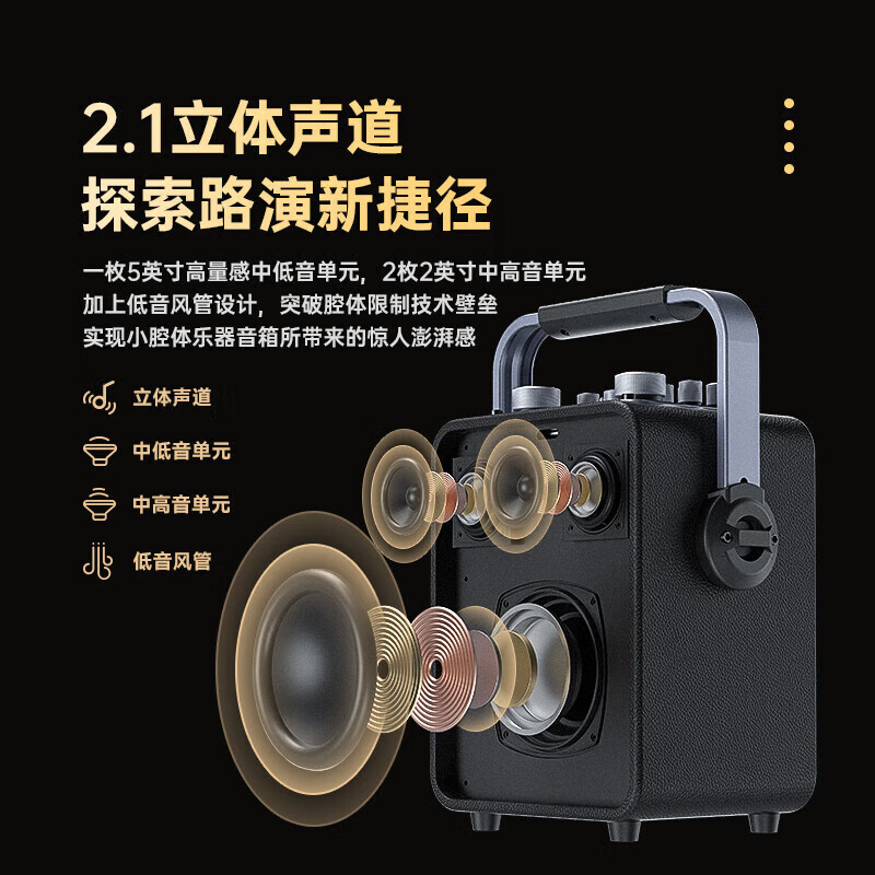 不见不散 流浪者D5音响内置声卡户外专业K歌广场舞手提便携式扩音器直播套装家庭ktv超重低音炮蓝牙音箱 D5红色双麦版【专业OTG直播与内录+送U盘+全套赠品】