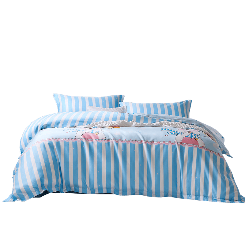 富安娜儿童床上四件套A类60支纯棉全棉床单被套宿舍 1.5米床 203*229cm