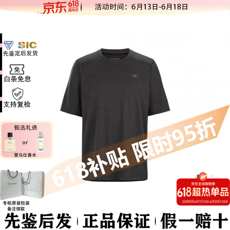始祖鳥(niǎo)（ARC'TERYX）男裝 Cormac系列經(jīng)典LOGO休閑圓領(lǐng)短袖T恤 送男友父親節禮物 黑灰色X000007664 XS