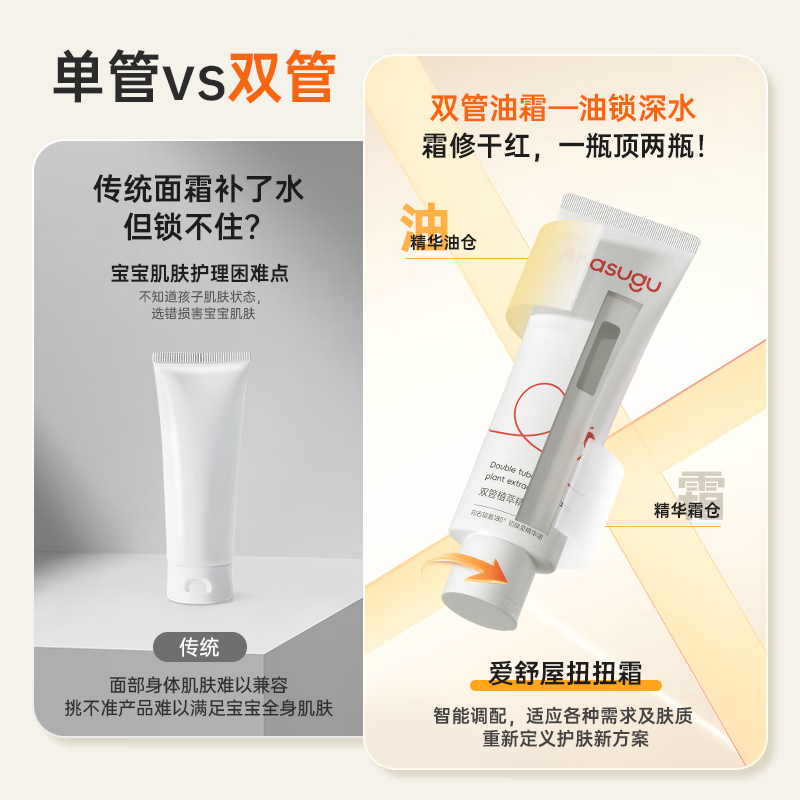 Akasugu爱舒屋扭扭霜宝宝新生婴儿面霜面部油霜身体乳儿童安心霜 【惊喜体验装】25g*2
