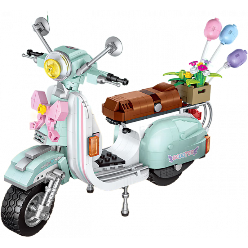 俐智（Loz）小顆粒拼插積木玩具可愛(ài)小綿羊摩托車(chē)女孩男孩禮物 1117綠色小綿羊摩托車(chē)