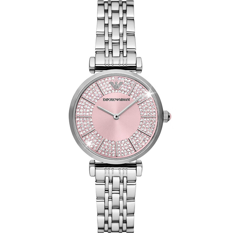 EMPORIO ARMANI阿玛尼手表满天星白月光女士腕表3.8女神节友送男友礼物 粉盘满天星AR11686 32MM