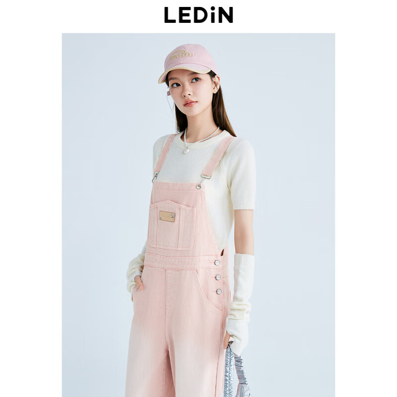 乐町商场乐町25春新款少女粉色气满满牛仔背带裤 卡里尼亚粉 M