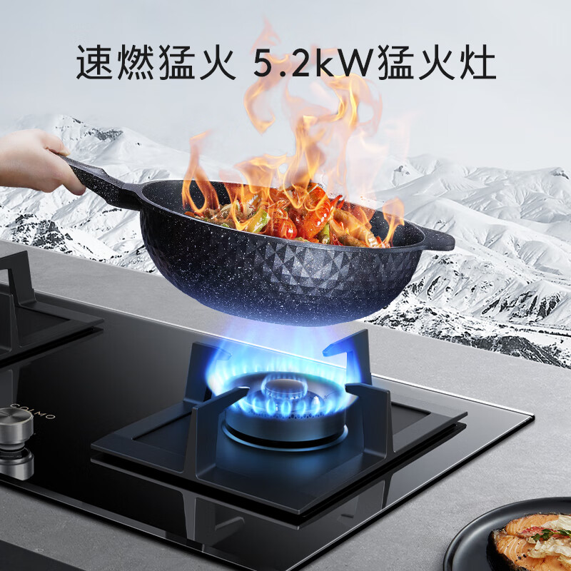 COLMO家用燃气灶天然气EF2 家电国家补贴5.2kW猛火灶双灶 带熄火保护一级能效尺寸可调节JZT-CSN50-E5