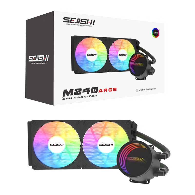 色技师 240/360水冷一体式CPU散热器 多平台扣具 ARGB光效支持神光同步 M240黑