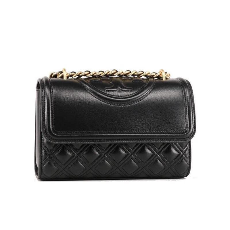 湯麗柏琦（Tory Burch）羊皮小號兩用肩背包可調(diào)節(jié)鏈條可拆卸流蘇百搭休閑通勤手提斜挎包 黑色 均碼