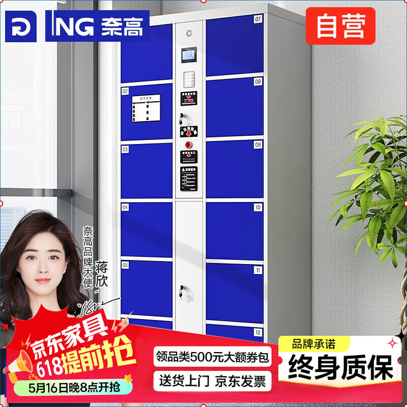奈高（NAIGAO）电子存包柜商场超市单位智能寄存柜储物柜行李柜人脸识别款12门U
