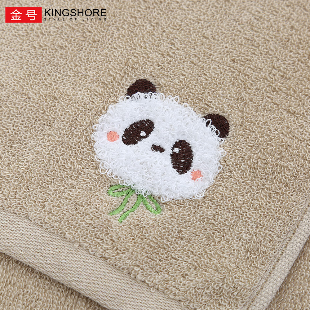 金号7A抗菌纯棉毛巾素雅简约卡通刺绣加厚毛巾亲肤 柔软吸水 红色+蓝色+棕色+灰色 4条