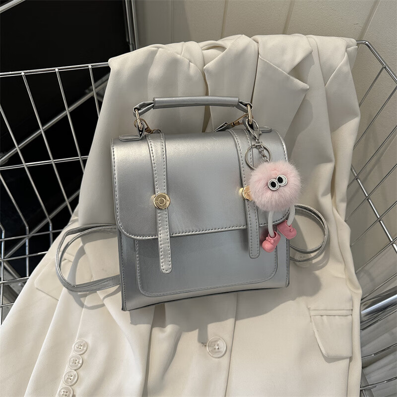 【直发】简约双肩背包女学院风包包女包休闲单肩手提包小背包 黑色无挂件