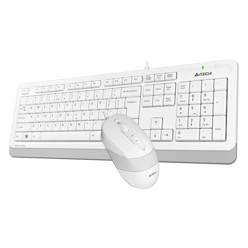 双飞燕（A4TECH）F1010 飞时代 键鼠套装 有线键盘鼠标套装 笔记本电脑办公外接薄膜鼠标键盘套装 象牙白