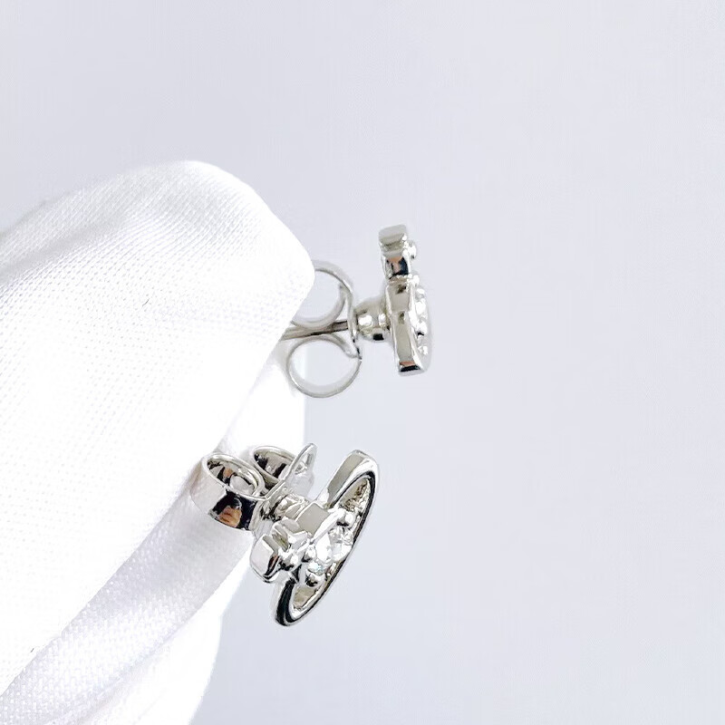 薇薇安·威斯特伍德（Vivienne Westwood）西太后耳钉mini土星耳钉单钻女士耳环高级感耳饰送女友新年礼物 银色