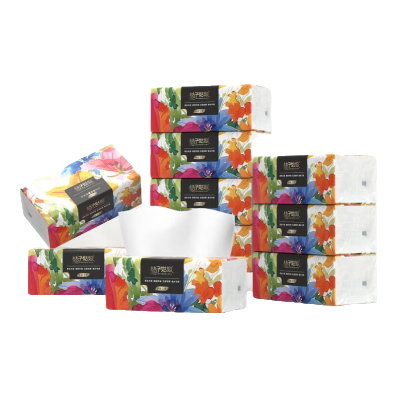 桔子姑娘家用加厚餐巾纸400张大包生活用纸整箱实惠装 5层 400张*20包 整箱装