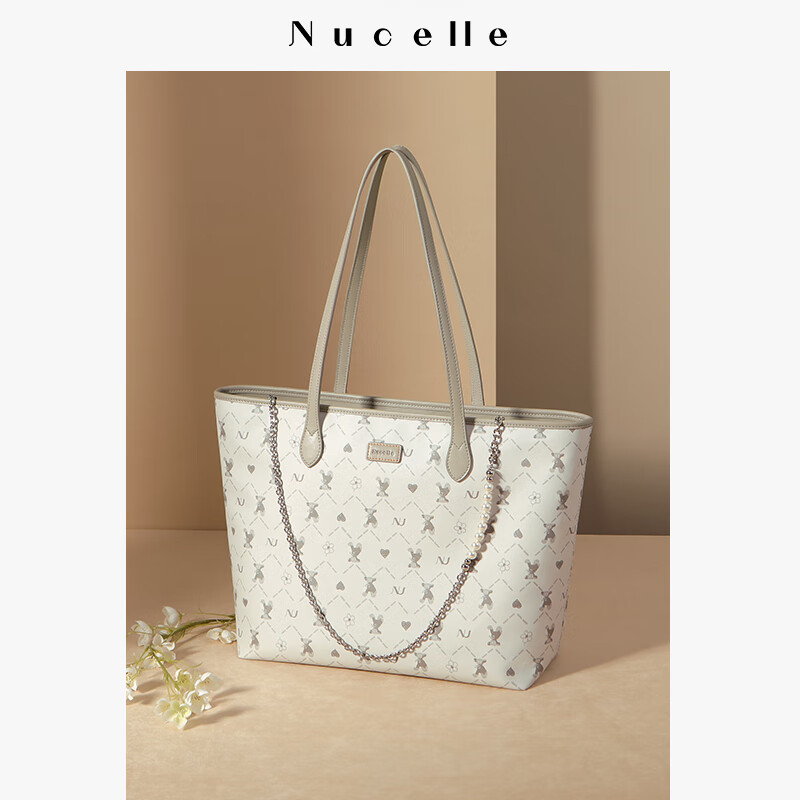 紐芝蘭大容量子母包新款通勤女包感 米灰色