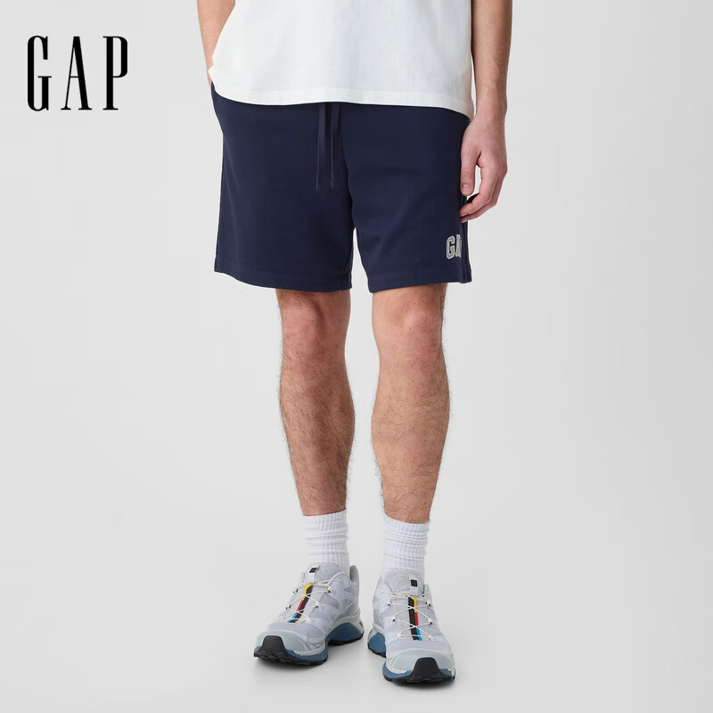 GAP男装春季款刺绣logo运动短裤宽松基础款休闲美版868464 海军蓝 XL 美码 XXL中国码 185/110A
